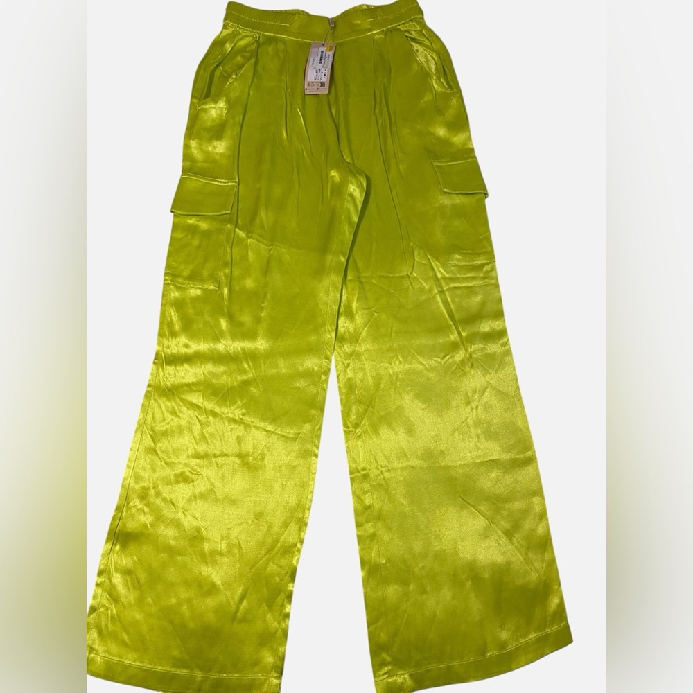 ESQUALO Kids Neon Lime Cargo Wide-Leg Pants